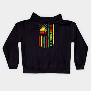 Juneteenth Flag Black Power Fist Kids Hoodie